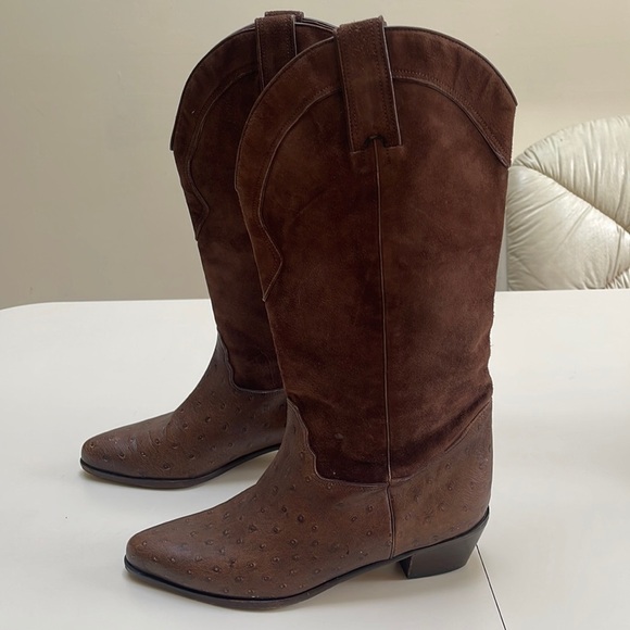 VINTAGE LAVIRAZIONE ARTIGIANA LEATHER Boots Made In Italy Size 9.5 - Picture 5 of 9